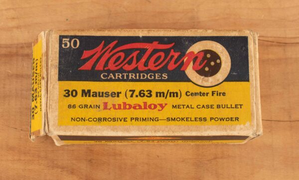 Western .30 Mauser (7.63x25mm) ammunition - FULL BOX OF 50, RARE