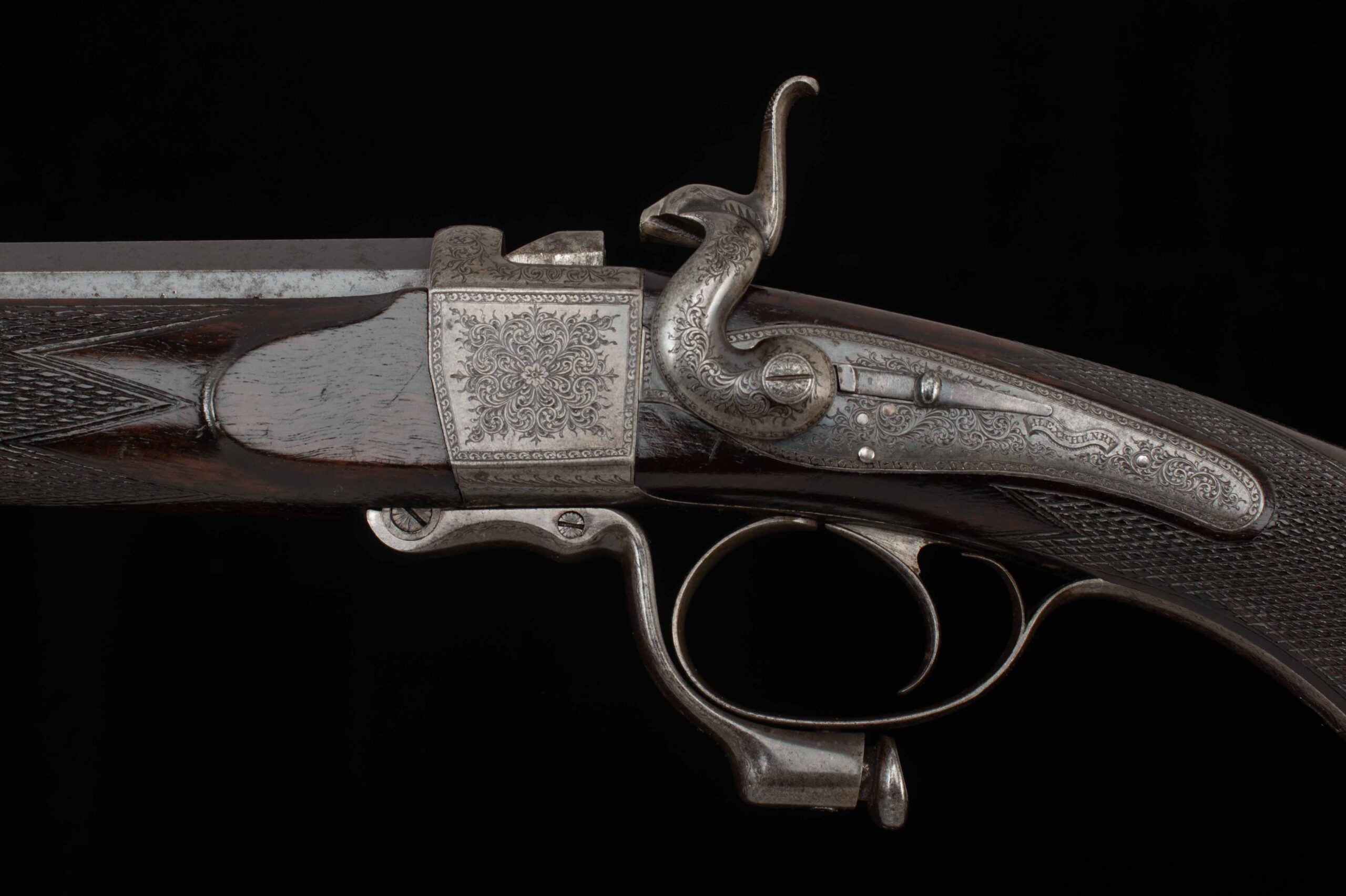 Alexander Henry Falling Block .360 BPE -FLORAL ENGRAVING, ORIGINAL FINISHES