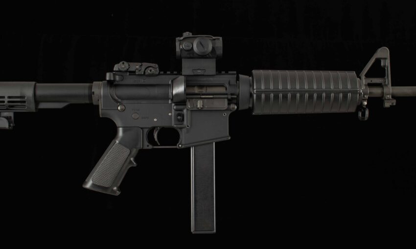 Colt AR 15 9mm – SIG ROMEO 5, TWO MAGS, BOX, A HANDY CARBINE