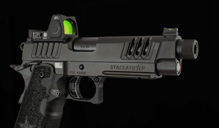 Staccato 2011 P 9mm-TRIJICON RMR, 5” THREADED BRL, 4 MAGS